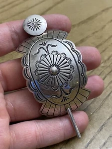 Cordón de pelo grande estampado de plata de ley 925 firmado BLACKGOAT BLKGT Navajo - Imagen 1 de 2