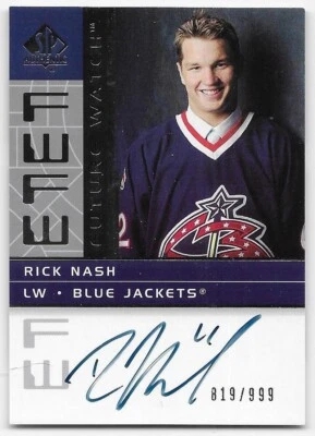 02/03 SP AUTHENTIC FUTURE WATCH AUTOGRAPH RC #184 Rick Nash #819/999 - Image 1 of 2