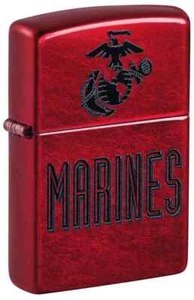 Zippo 46418, United States Marines Corps Lighter, Candy Apple Red Finish, NEW - Picture 1 of 3
