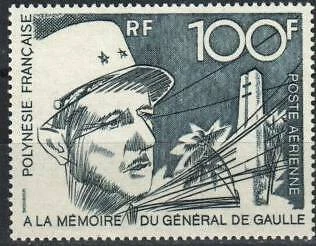 French Polynesia Stamp C88  - de Gaulle memorial - Image 1 of 1