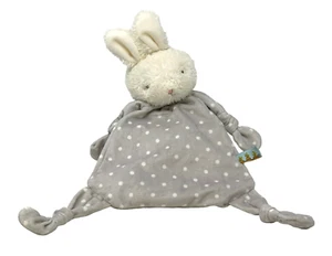 BUNNIES BY THE BAY Bunny Rabbit Lovey White Gray Polka Dot Knotted Corners - Picture 1 of 5