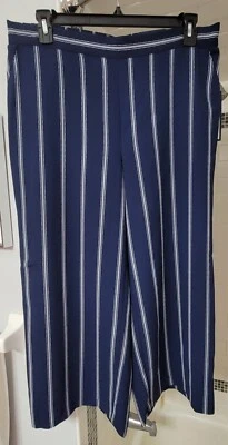 NWT Charter Club Crop "Ocean Drift" Intrepid Blue and White striped pant size 1X - Image 1 of 3