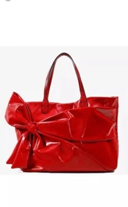Valentino Red Patent Leather Lacca Bow Tote Shoulder Bag - Picture 1 of 13