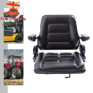 Universal Tractor Seat w/Slide Tracks Black Safety Belt Adjustable Backrest NEW - Picture 1 of 15