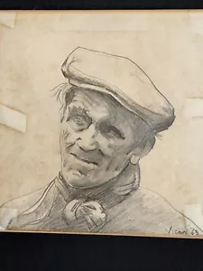 Original pencil on paper drawing signed by Andrew Vicari portrait of farmer 1963 - Picture 1 of 19