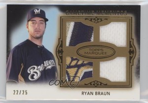 2011 Topps Marquee Gametime Mementos Quad Relics Gold /25 Ryan Braun #GMQR-29