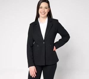 Women with Control Size XL Cotton Jersey Blazer BLACK A678615 - Picture 1 of 1