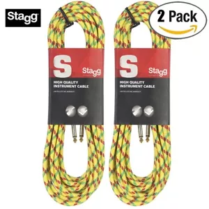2-PACK Stagg 10FT S-Series Vintage Tweed Instrument Cable Yellow SGC3VT YL - Picture 1 of 1