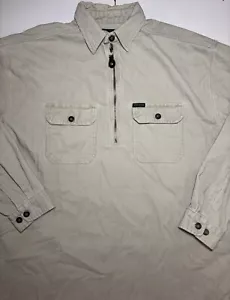 Vtg 90s Structure Corduroy Shirt Shacket Utility Jacket Pullover 1/4 Zip Chore M - Picture 1 of 6