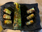 Northwood Radium Green Oriental Poppy 7 Pc Carnival Glass Tankard Water Set