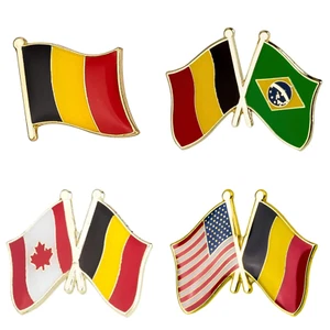 Insignias de prendedor de bandera de Bélgica | Esmalte metálico nacional de amistad - Imagen 1 de 5
