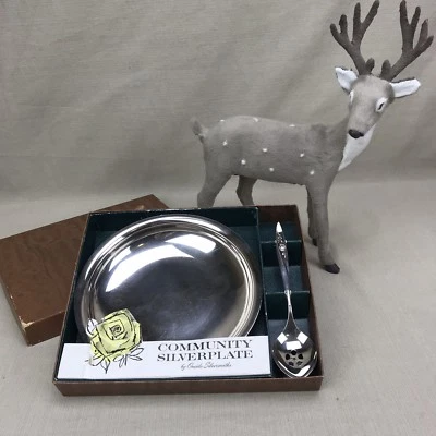 Juego de cuchara para servir Oneida vintage placa de plata comunitaria "Morning Rose" Foto 1 de 4