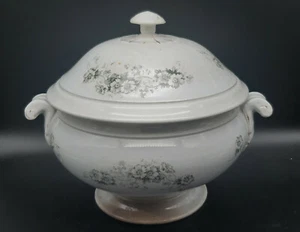 Porzellan Suppentasse Società Ceramica Italiana Laveno Dekor grüne Blumen 1908 - Bild 1 von 11