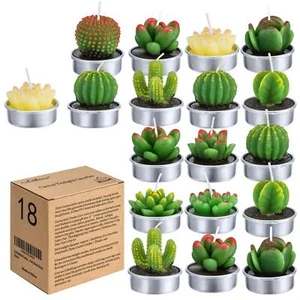 Cactus Tealight Candles18 Pcs Artificial Succulents Decorative Tea Light Candl - Picture 1 of 5
