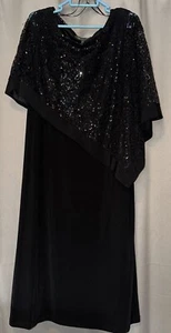 Liz Jordan Cocktail Dress Formal Size 18  Black Sequin Cape  - Picture 1 of 19