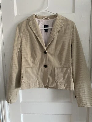GAP 女式弹力灯芯绒内衬西装外套,尺寸 4件象牙白前口袋 — 第 1/3 张图片