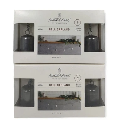2X Hearth & Hand with Magnolia 5' Silver Bells Chain Christmas Tree Garland 2021 - Image 1 of 4