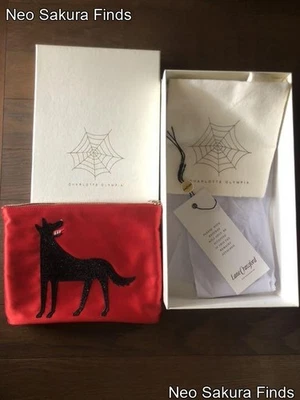 Auth Charlotte Olympia Clutch Bag Red Wolf Motif w/box Used pochette Pouch - Image 1 of 4