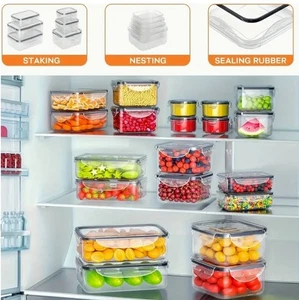 Food Storage Container Set, Fresh-Keeping Boxes, Easy-to-Secure Lids 48pcs - Picture 1 of 10