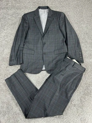 Traje Brooks Brothers Para Hombre 36 Corto Gris Azul Cuadros Explorer Elastizado 32x28 Foto 1 de 4