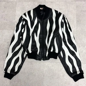 80's Michael Hoban Zebra Leather Bomber Jacket - Picture 1 of 10
