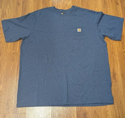 Carhartt Mens 3XL Tall Original Fit Pocket T-Shirt Heavyweight Blue - Image 1 of 4
