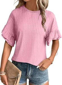 Dokotoo Women's Casual Summer T Shirts Short Sleeve Crew Neck Tops Tshirts SMALL - Picture 1 of 5