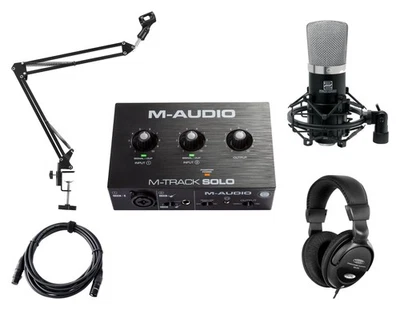 M-Audio M-Track Solo Podcast Set Interfaccia Audio Microfono Treppiede Cuffie Cavo - Immagine 1 di 4