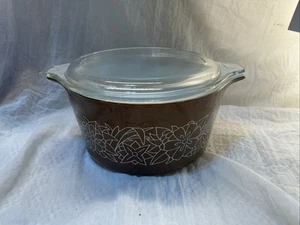Vintage Pyrex Woodland 473-B Brown 1 Liter Casserole Baking Dish Glass with Lid - Picture 1 of 10