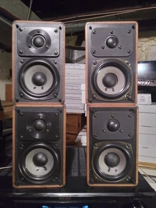 Tested & Working Set of 4 Realistic Minimus 7 Wood Bookshelf Speakers 40w 8Ohm - Picture 1 of 7