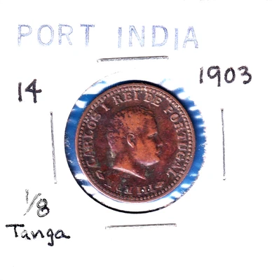 1903 Portuguese India 1/8 Tanga (KM-14) Bronze [Lisbon Mint]  two-year issue - Image 1 of 2
