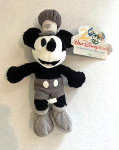 DISNEY WORLD STEAMBOAT WILLIE BLACK & WHITE MILLENNIUM 2000 BEAN BAG NEW wth TAG - Picture 1 of 7