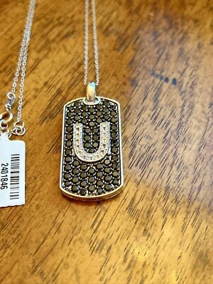 Colgante de espinela negra tailandesa natural, topacio blanco U negro rodio plata de ley  Foto 1 de 4