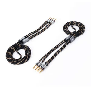 2PCS 1.8M Fosi Audio Nylon Braided Hi-Fi Speaker Cable With Gold-Plated Banana - Picture 1 of 7