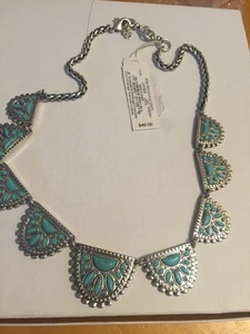 Lucky Brand Silvertone Turquoise Cabachon Collar Necklace JLRU5974 $49 815a - Picture 1 of 1