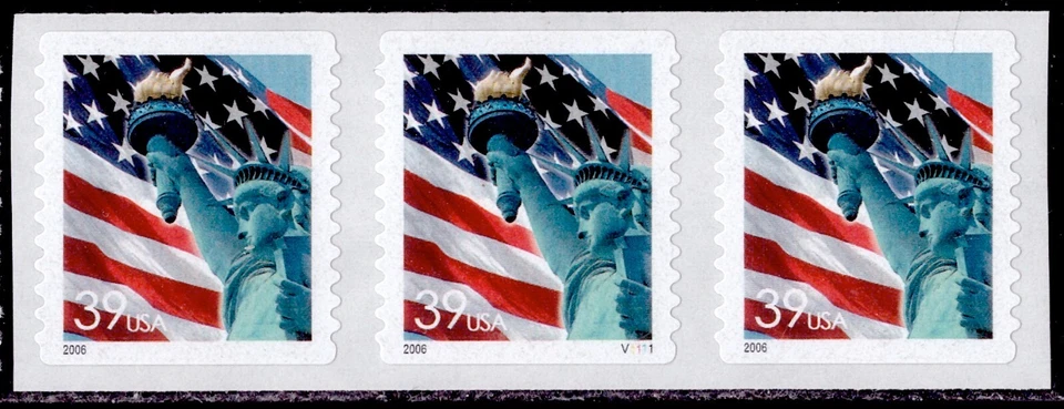 U.S. #3980 Flag and Statue of Liberty 39c (2006) PNC3 P#V1111 MNH - Image 1 of 1