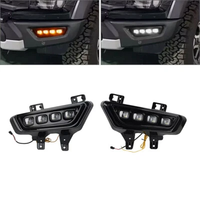 Glossy Blk Daytime Running Lights With Turn Signal For Ford F-150 Raptor 21-23 - Image 1 of 4
