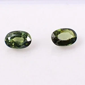 1.30 carats Qty 2 Oval 6x4.2 mm Dark Green Natural Australian Parti Sapphire Gem - Picture 1 of 11