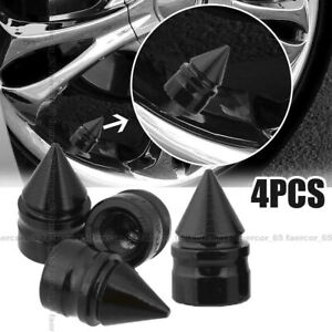 Car Aluminum Spike Cone Tire Rim Valve Wheel Air Port Dust Cover Stem Caps Black
