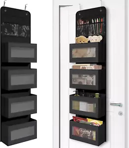 Over Door Hanging Organizer -4 Large Pockets for Closet,Bathroom & Nursery,Black - Picture 1 of 12