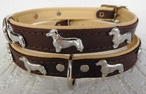 *DACKEL* Hundehalsband, LEDER, Halsumfang 30-36cm, BRAUN, NEU  - Bild 1 von 10