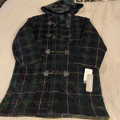 Jones New York Sport бархата бархата с капюшоном пальто женщин средний клетку Tartan новый с Ярлыками - Изображение 1 из 4