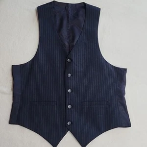 Boys Vintage Pinstripe Vest, Navy/Gray, Pre-Owned - Picture 1 of 6