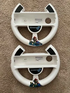 Nintendo Wii Wii U Mario Kart 8 White Steering Wheel Controller - Set of 2 - Picture 1 of 2