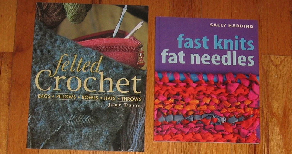 "FELTED CROCHET-BAGS-PILLOWS-BOWLS-HATS-THROWS", "FAST KNITS-FAT NEEDLES" BOOKS - Image 1 of 1