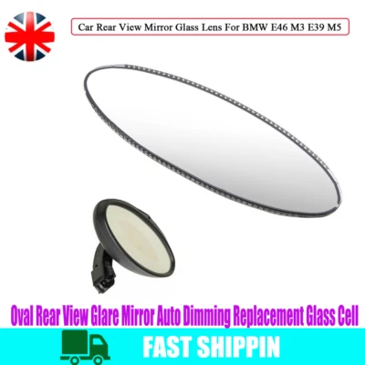 Oval Rear View Glare Mirror Auto Dimming Rep Glass Cell For BMW M3 E39 M5 E46 - Image 1 of 4