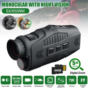 Infrared Night Vision Monocular 5X Digital Zoom 850nm Scope Camera Video Record