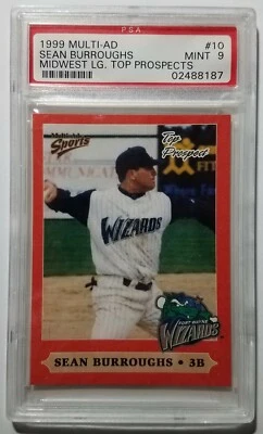 Sean Burroughs 1999 Multi-Ad Midwest League #10 PSA MINT 9 Wizards Padres - Image 1 of 2