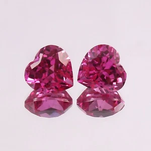 AAA Natural Ceylon Pink Sapphire Loose Heart Gemstone Cut Matched Pair 7x7 MM - Picture 1 of 4