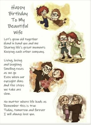 'Happy Birthday to my Beautiful Wife' Birthday Card for Her Wife Female Love